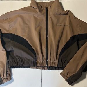 Alphalete Women's Tan and Black Bomber Jacket